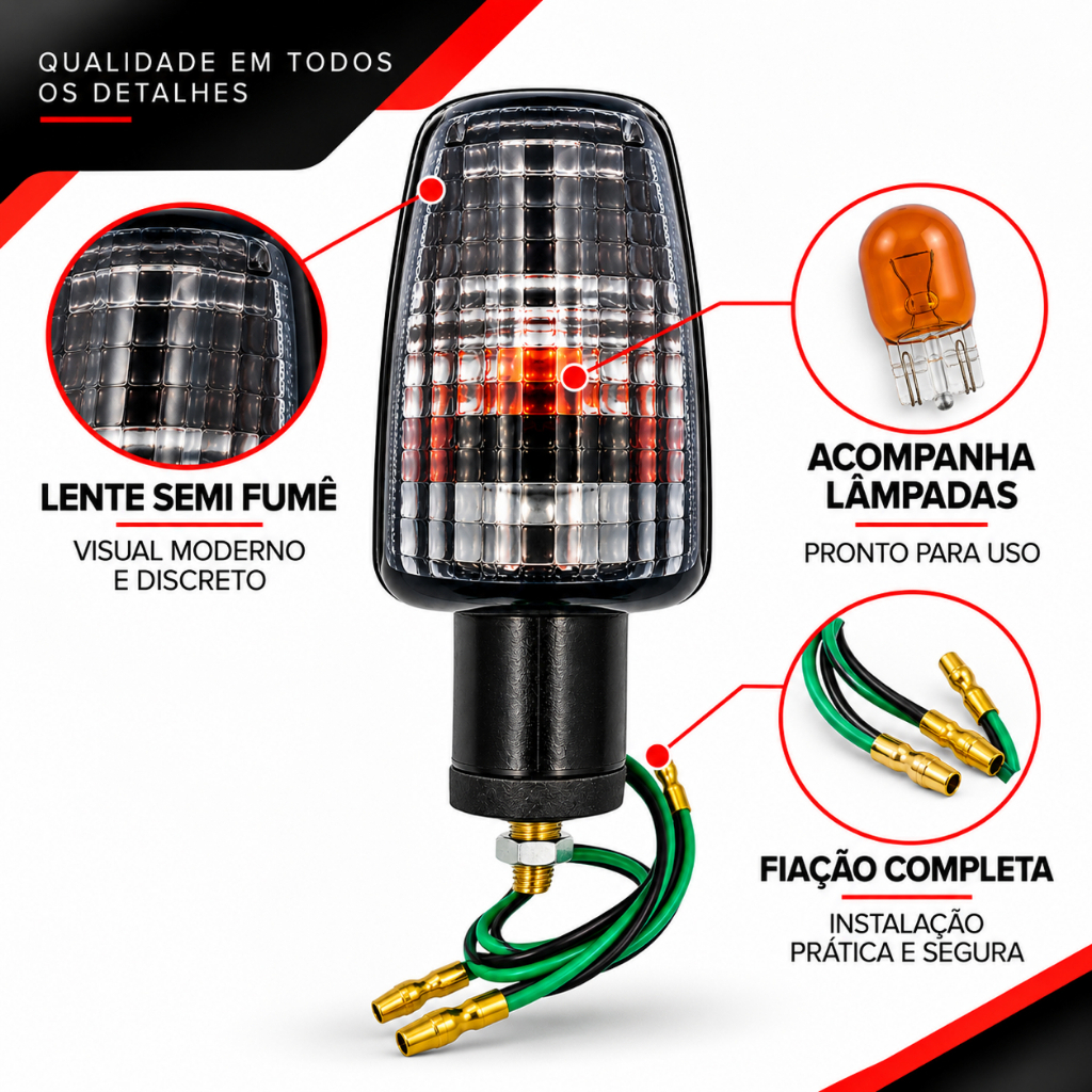 Kit 4 Pisca Seta Cg Titan Fan 125 150 Xre 300 Cb300 Cbx Twister 250 2000 a 2013 Semi Fumê · foto 2
