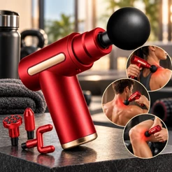 Pistola Massageadora Muscular Profissional Relaxamento Alívio Dores Fascial Gun Com 4 Ponteiras Portátil Recarregável