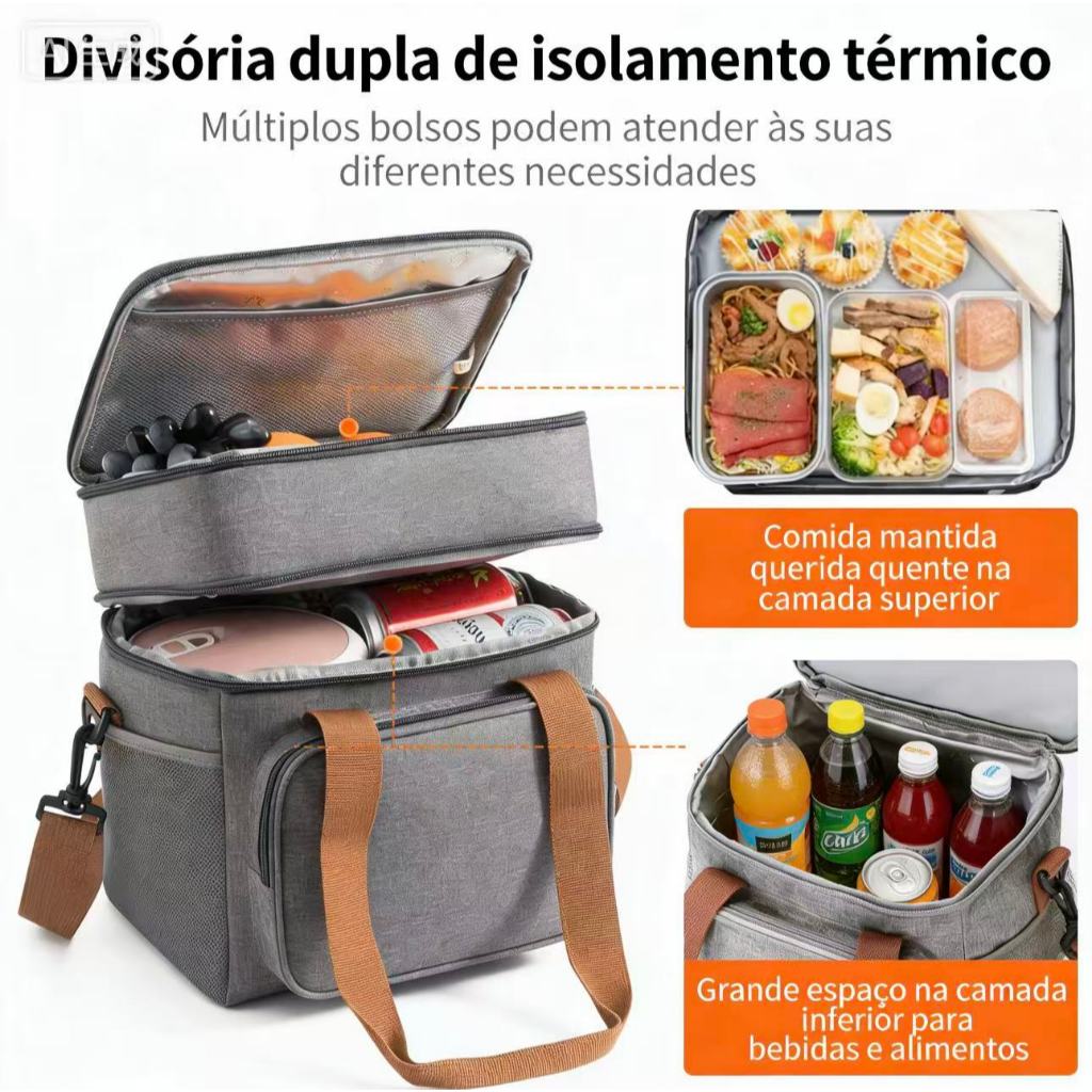 Bolsa Térmica Marmita Lancheira Grande 15L Dobrável para Viagens ao Ar Livre Na Praia