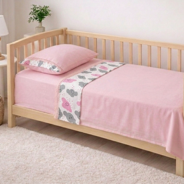 Jogo lençol Berço Americano Padrão 03 peças com lindo enfeite Percal 400 fios Antialérgico