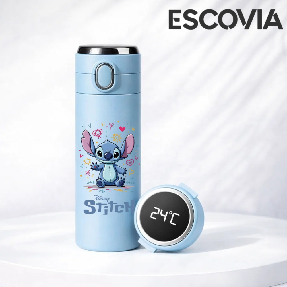 Garrafa Térmica Aço Inoxidavel Parede Dupla Disney Stitch Abraço com Termômetro Digital 420ml em Oferta na Shopee