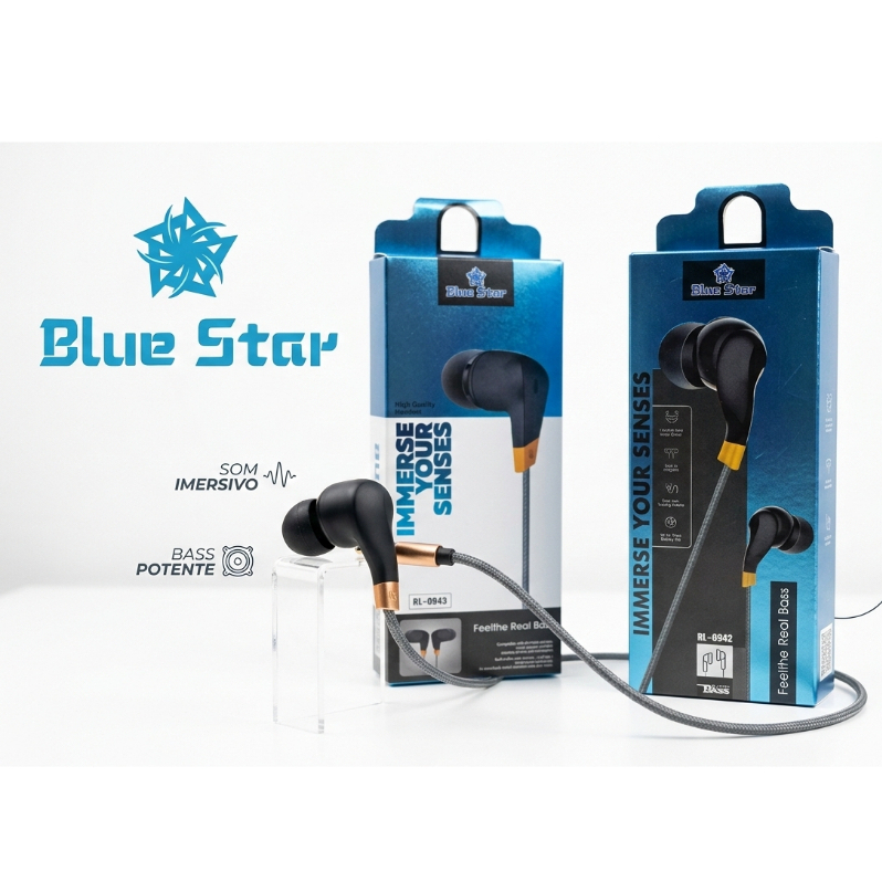 Kit 1/2/3 Fone De Ouvido C/ Microfone Blue Star Headset Entrada P3 - Promoção Envio Imediato até 13h
