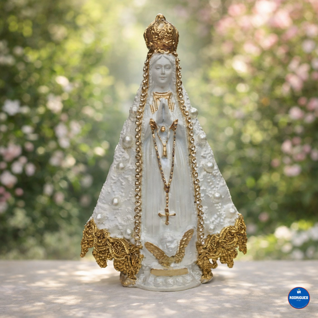 Imagem Nossa Senhora Aparecida Italiana Branca 13,5cm Gesso Premium Pintado em Oferta na Shopee