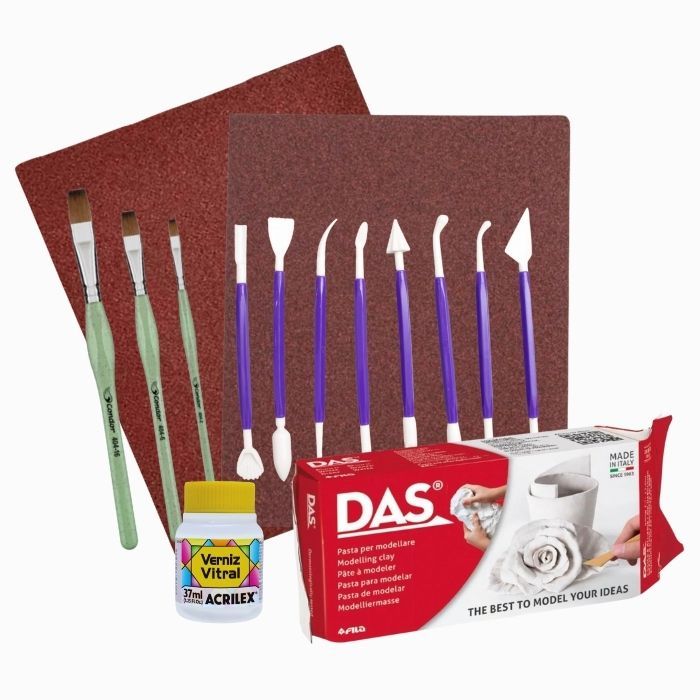 Massa Fria Branca 500g Lixas Esteca Color Pincel VernizP em Oferta na Shopee