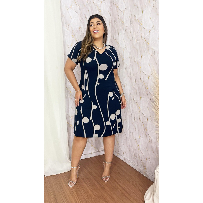 Vestido Feminino Midi Soltinho Estampado Malha Viscolycra em Oferta na Shopee