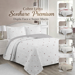 Cobre leito Casal kit 3 peças Colcha Dupla Face Solteiro, Queen King Estampas da Atualidade - Luxo em Oferta na Shopee