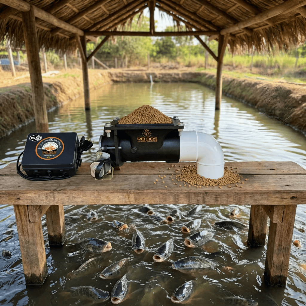 Dosador de Ração Automático com Timer WiFi externo IP65 - Para Peixes Cavalos Porcos Peixes e Cães