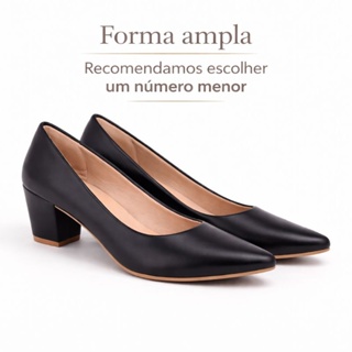 Scarpin Feminino Sapato Social Formal Mulher Salto Baixo Bloco Bico Fino em Oferta na Shopee