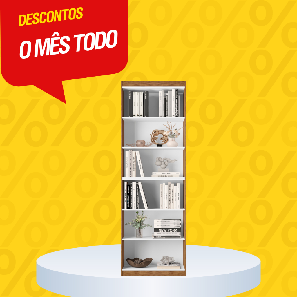 Estante Organizador Livreiro Prateleira Para Sala Quarto Escritório Gold 2 Módulos - Nature/Branco