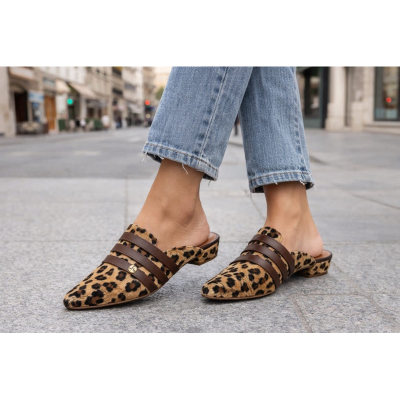 Mule tamsnco com salto  de onça original confort sapato aberto a trás em Oferta na Shopee