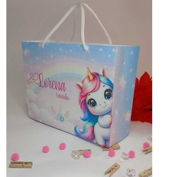 Sacolinha personalizada Unicórnio/Lembrancinha/Sacolinha/Mimos/Lancheira/Aniversário/PEGUE E MONTE