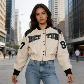 Jaqueta blusa de frio feminina Better feminina de couro estampada passeio estilosa motoqueira