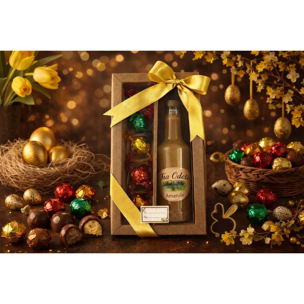 Licores (escolha o sabor) Tia Odete c/ Trufas de chocolate da Spinassi Campos do Jordão p/ presente em Oferta na Shopee