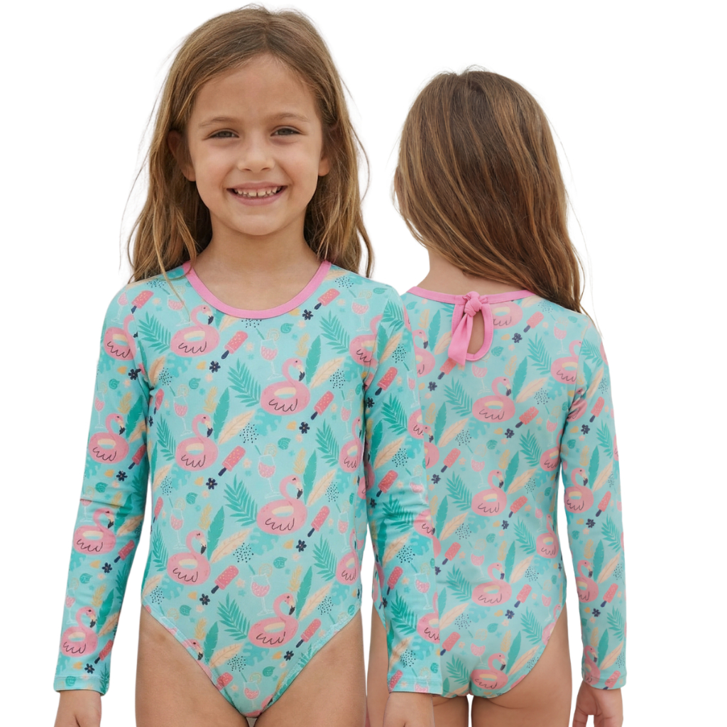 Maiô manga longa infantil/juvenil forrado proteção UV meninas de 2 a 16 anos em Oferta na Shopee