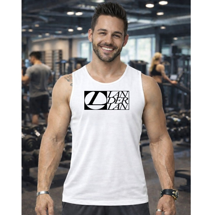 Regata Masculina Lander Para Academia Musculação Treino Exercício Suplementos Regata Preta ou Branca