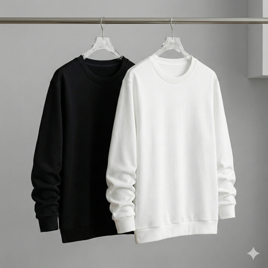 Kit 2 Moletom Gola Careca Unissex 100% Algodão Flanelado – Básico Essencial para o Inverno em Oferta na Shopee