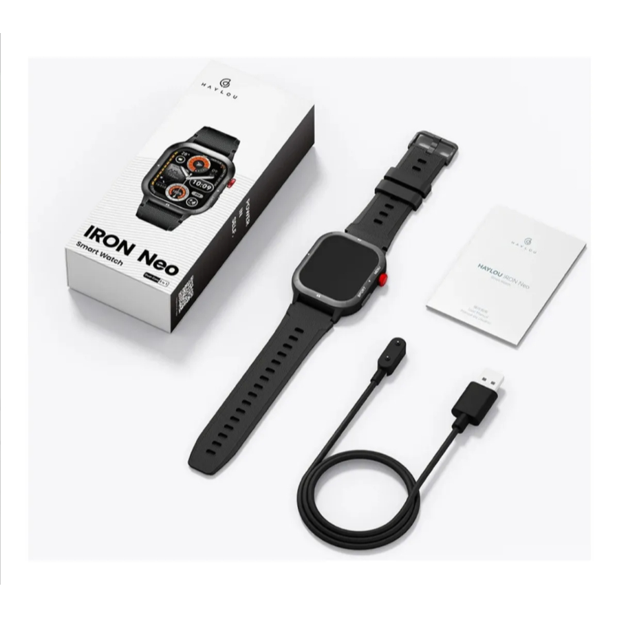 Haylou Smartwatch IRON NEO Smartwatch 1.95 "Display - Resistente a água IP68, Faz Chamadas, Conectividade com Strava