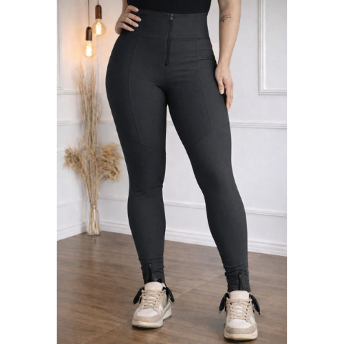 Calça Legging Com Ziper Frontal e Nas Barras Max Power em Oferta na Shopee