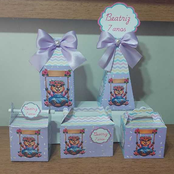 PEGUE E MONTE- kit Festa Personalizados CAPIVARA Lembrancinhas Caixinhas de aniversário para festa