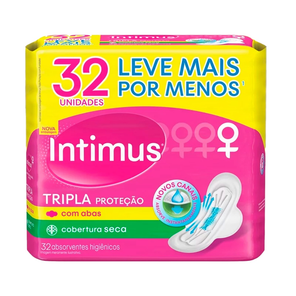Absorvente Intimus Seca c/Abas 32 Unidades em Oferta na Shopee