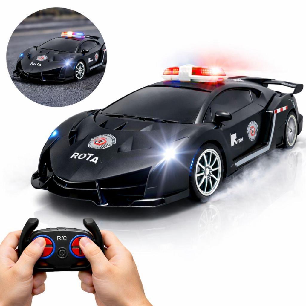 Carrinho Controle Remoto Polícia Recarregável Com Luz 7 Funções Carro Policial