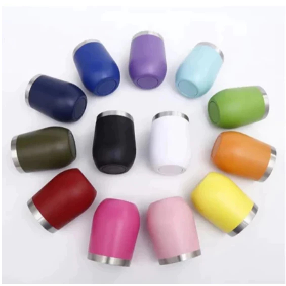 kit com 5/ 10 Copos Térmico 350ML Inox Com Tampa Acrílica