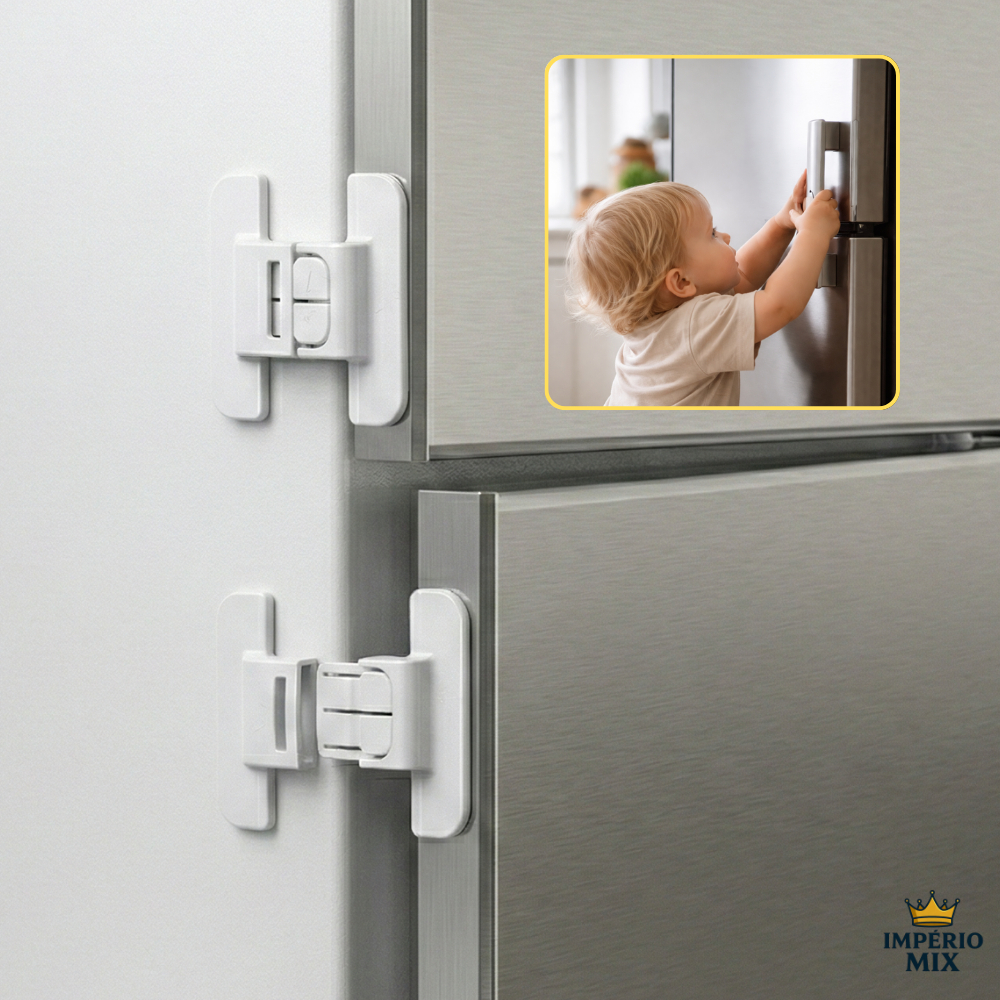 Imagem Trava Geladeira 3M Segurança Infantil Fechadura Antiabertura Bebê Armário Porta