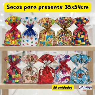 50 Sacos de presente 35x54cm BOPP Pérola Embalagem para presente em Oferta na Shopee