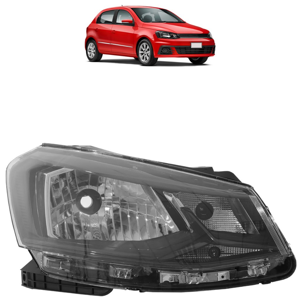 Farol Dianteiro Gol G7 2016 2017 2018 Máscara Negra Foco Simples Lente Lisa Acrilico em Oferta na Shopee