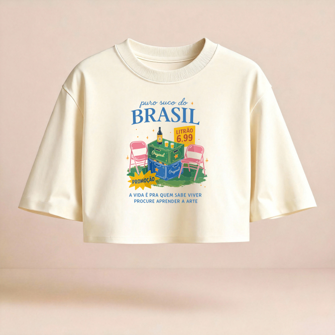 Puro Suco do Brasil - Litrão Cropped Over | T shirt | Max tee  LANÇAMENTO - 100% Algodão