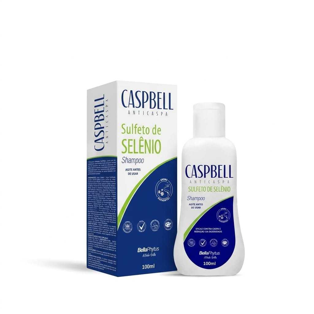 Shampoo Caspbell Fim da Caspa e Coceira no Couro Cabeludo Sulfeto de Selênio Trata Dermatite 100ml