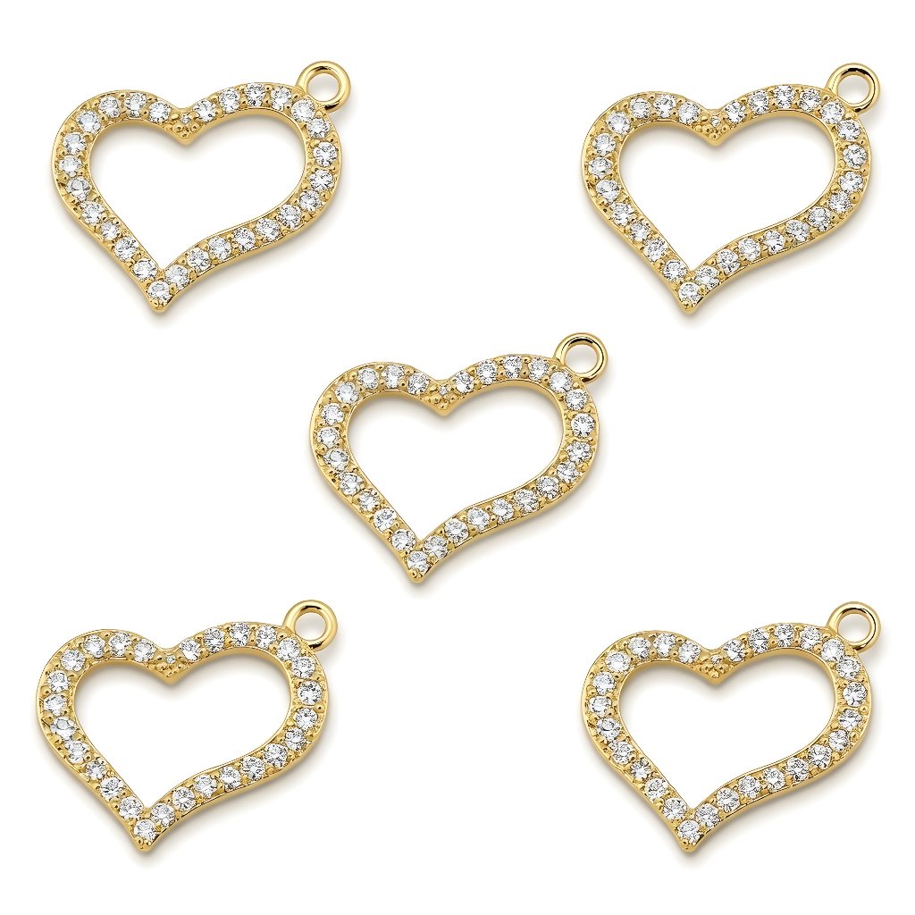 Pingente De Coração Vazado Em Zamac Banho Dourado/Prata com 10/20 peças em Oferta na Shopee