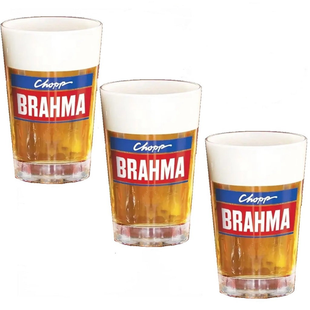 Kit 3 Copos de Vidro Caldereta Brahma, Copos de Cerveja e Chopp 350m - Ruvolo
