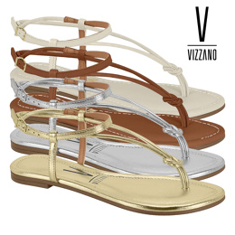Sandália Feminina Vizzano Rasteirinha Casual Metalizado Confortável Original