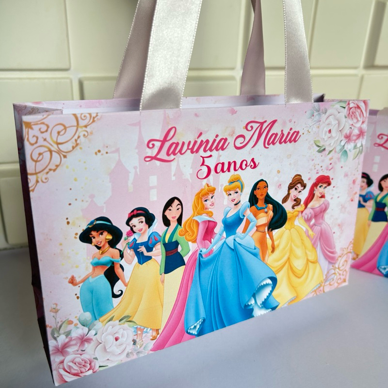 Sacolinha Personalizada Princesas - Sacolinha surpresa - Lembrancinhas - Kit Festa - Aniversário - Personalizados