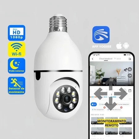 Câmera Segurança Prova D'água Infravermelho Lâmpada Sem Fio Wifi - Yoosee em Oferta na Shopee
