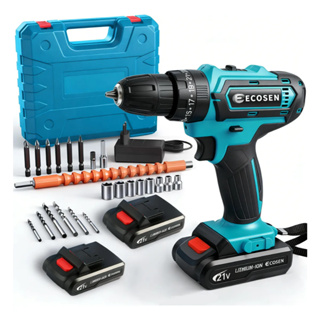 Parafusadeira/Furadeira be Impacto  Kit Maleta COM DUAS BATERIAS Kit de 28pcs 220V/110V em Oferta na Shopee