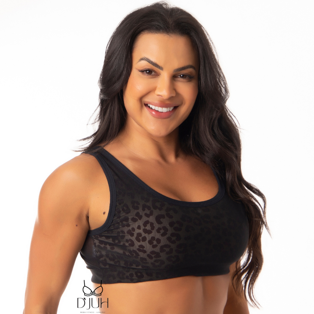 Top Fitness Compressão Alta Tule Tecnológico Respirável Academia Sustentação Premium P M G GG