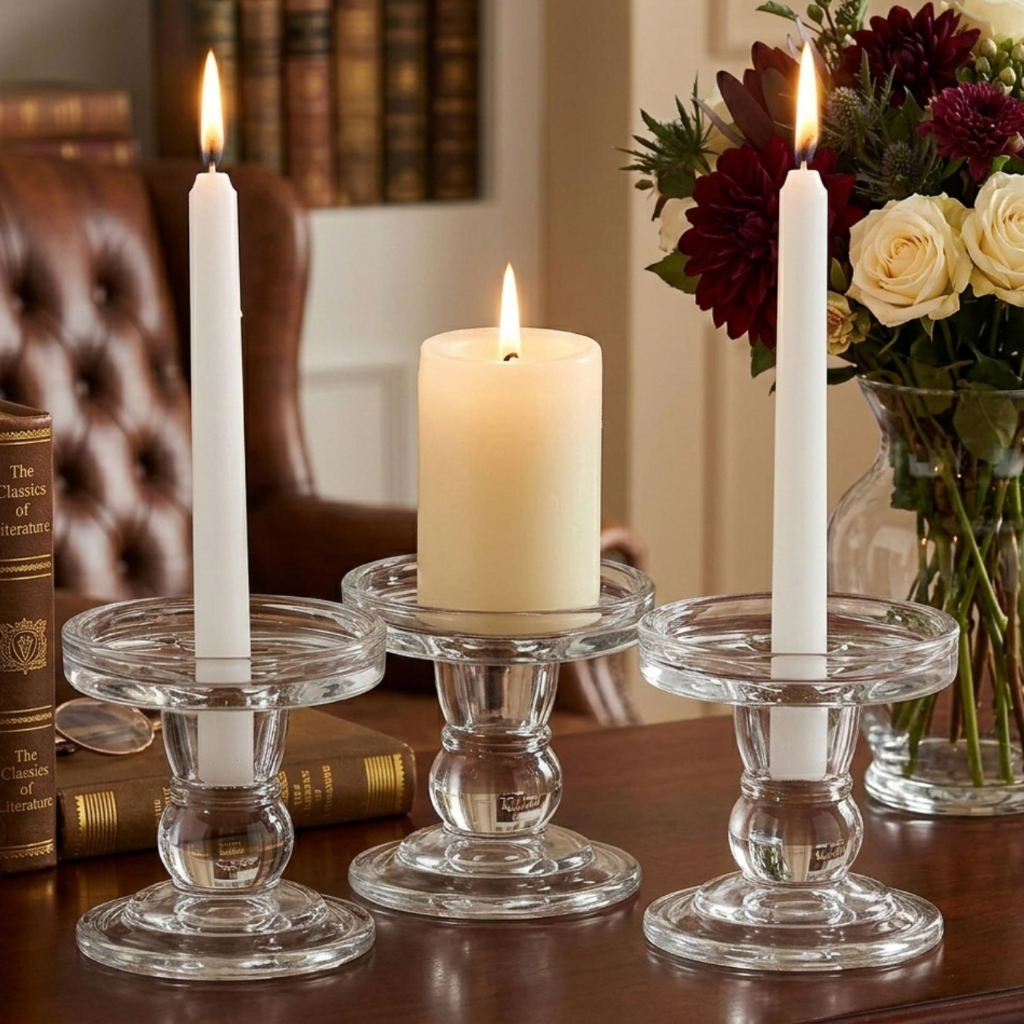 Castiçal Porta vela de Vidro para decoração de mesa sala quarto decorativo luxo enfeite decorativo em Oferta na Shopee