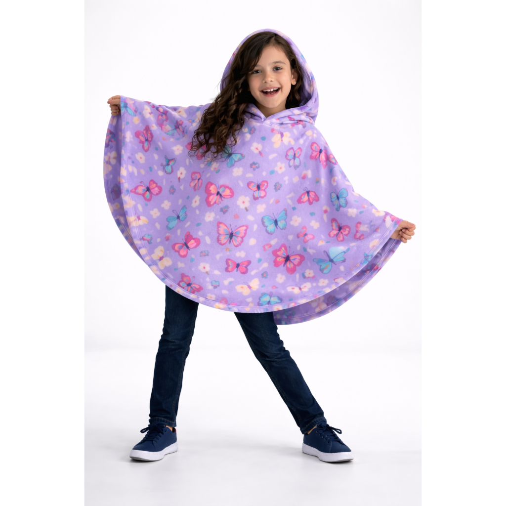 Poncho Infantil Menina 2 ao 10 Casaco de Inverno Quente