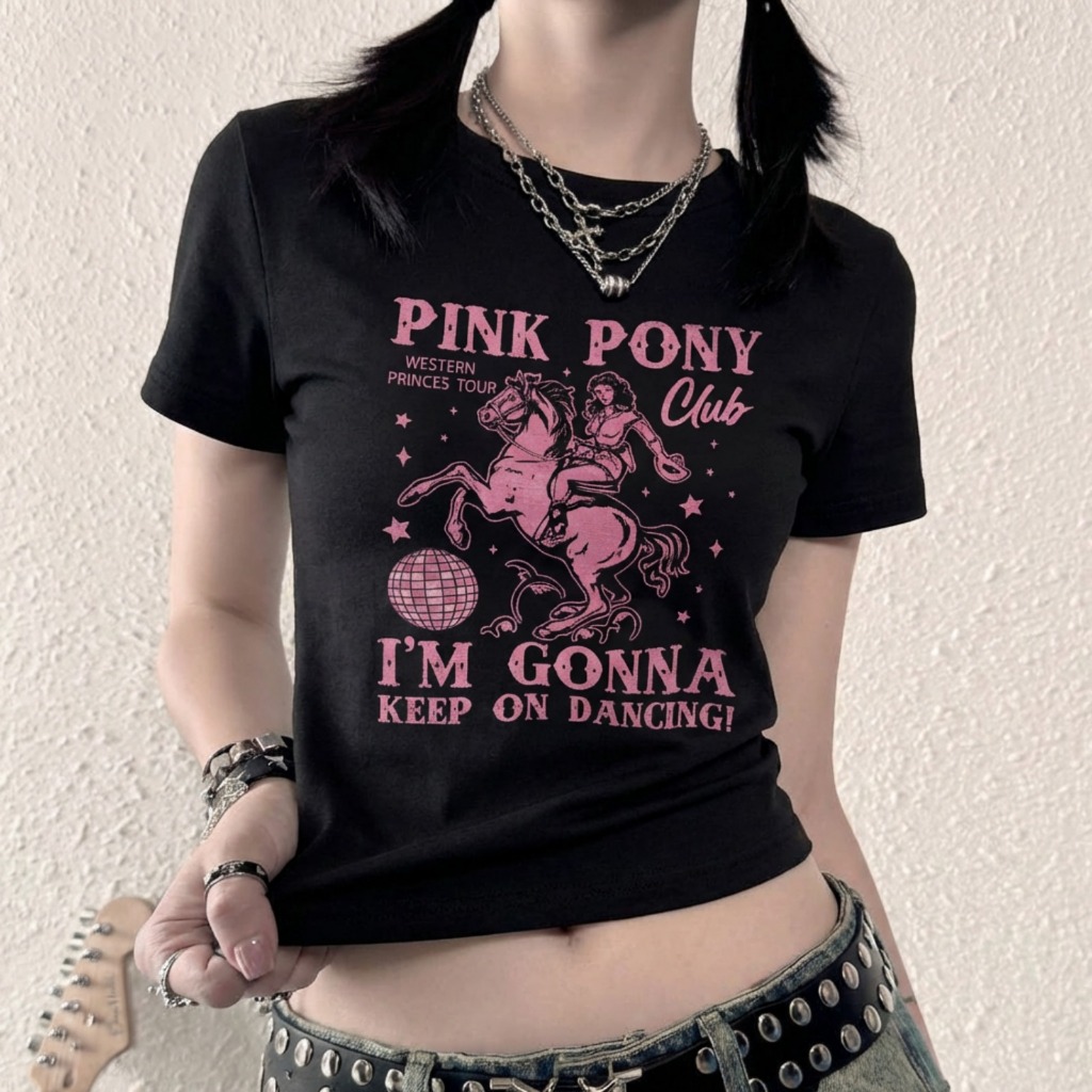Baby Tee Chappell Roan Pink Pony Club Camiseta Cropped Feminina Y2K Gringa Aesthetic Coquette em Oferta na Shopee