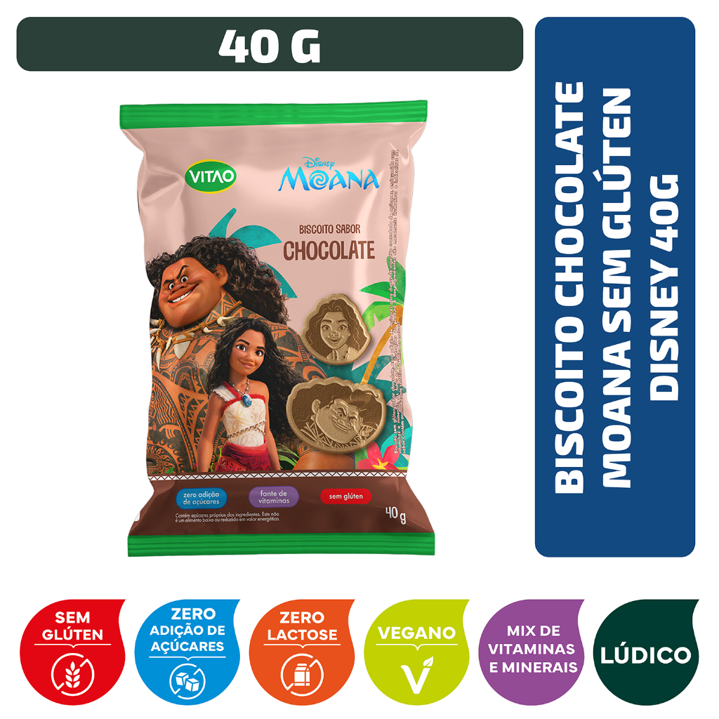 Imagem Biscoito Chocolate Moana Sem Glúten Disney 40g