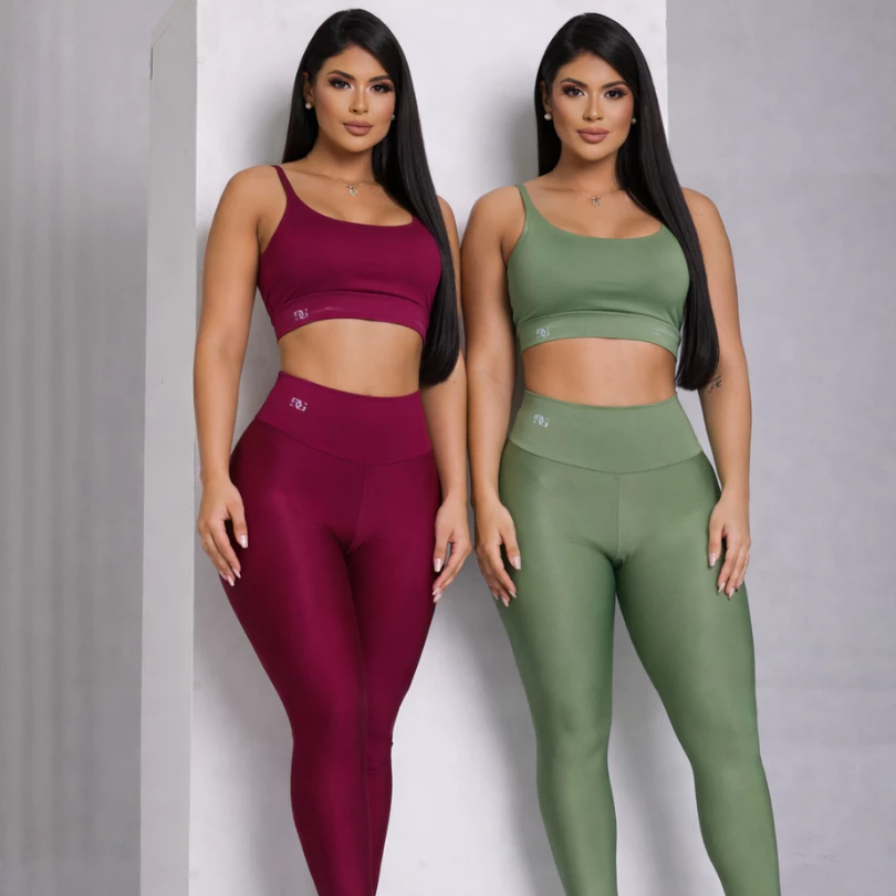 Conjunto Feminino Top e Legging Poliamida Suplex Premium Academia Exercício Físico