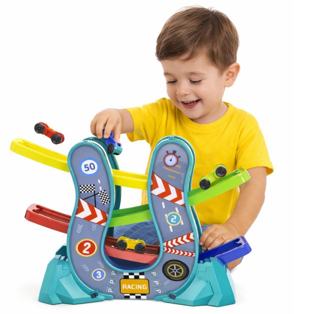 Pista de Corrida Infantil Com 4 Carrinhos Rampa Brinquedos Menino em Oferta na Shopee
