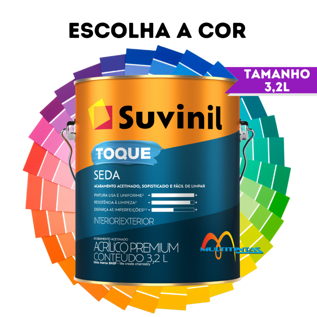 Tinta Parede Acetinada 3,2l Toque Seda Suvinil Escolha A Cor