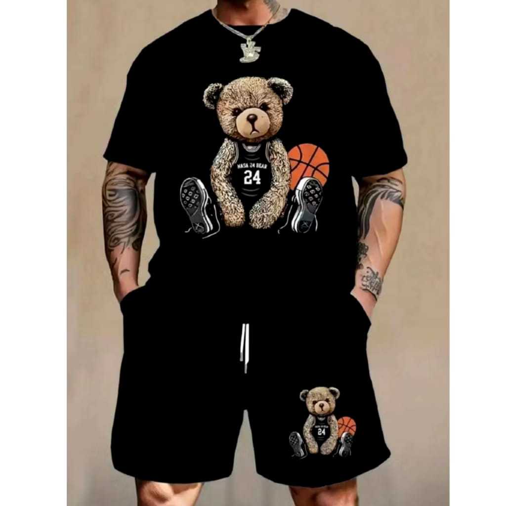 Conjunto Lançamento Camiseta + Shorts Mauricinho Masculino URSO BASQUETE  Alta Qualidade Exclusivo Primavera Verão