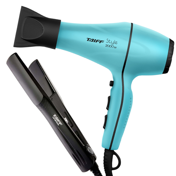 Combo Taiff Style Secador 2000W Azul Tiffany + Chapinha Cerâmica 180°C Profissional Bivolt Original