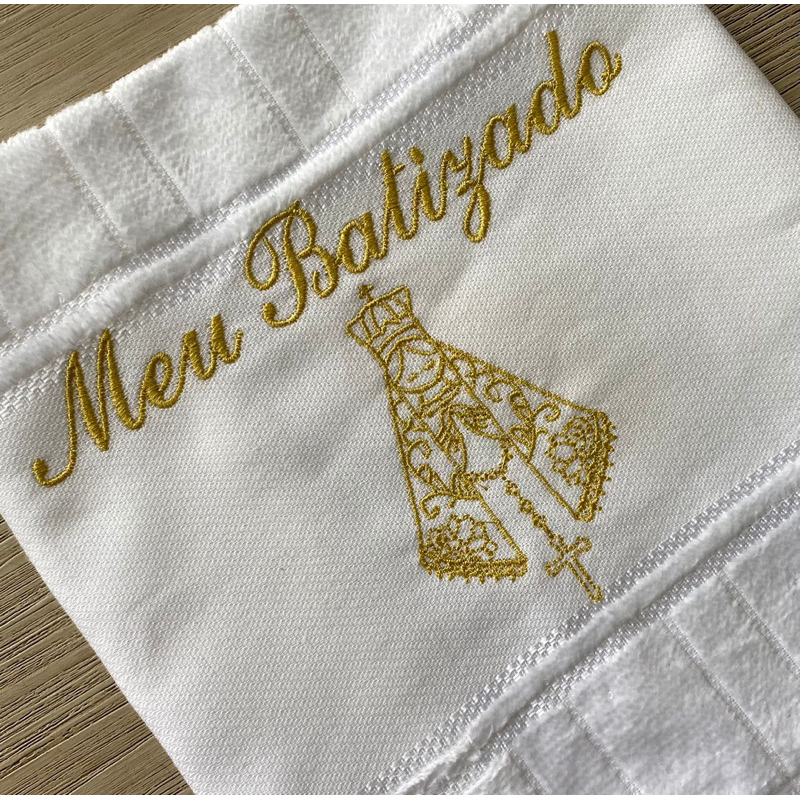 Toalhinha para batismo meu batizado bordada nossa senhora aparecida