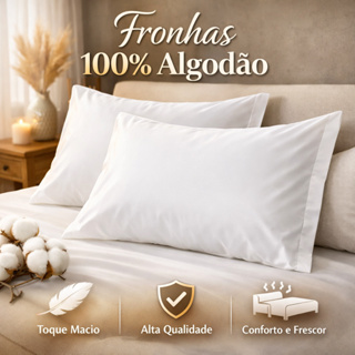 Kit Fronhas Travesseiro Lisas Tecido Percal 100% Algodão 200 Fios Toque Macio Tamanho 70x50Cm em Oferta na Shopee