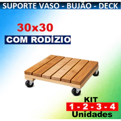 Suporte madeira 30x30cm para Vaso, Gás de Cozinha Bujão (IDEAL), Modular, Rodízio 1 a 4 Unidades